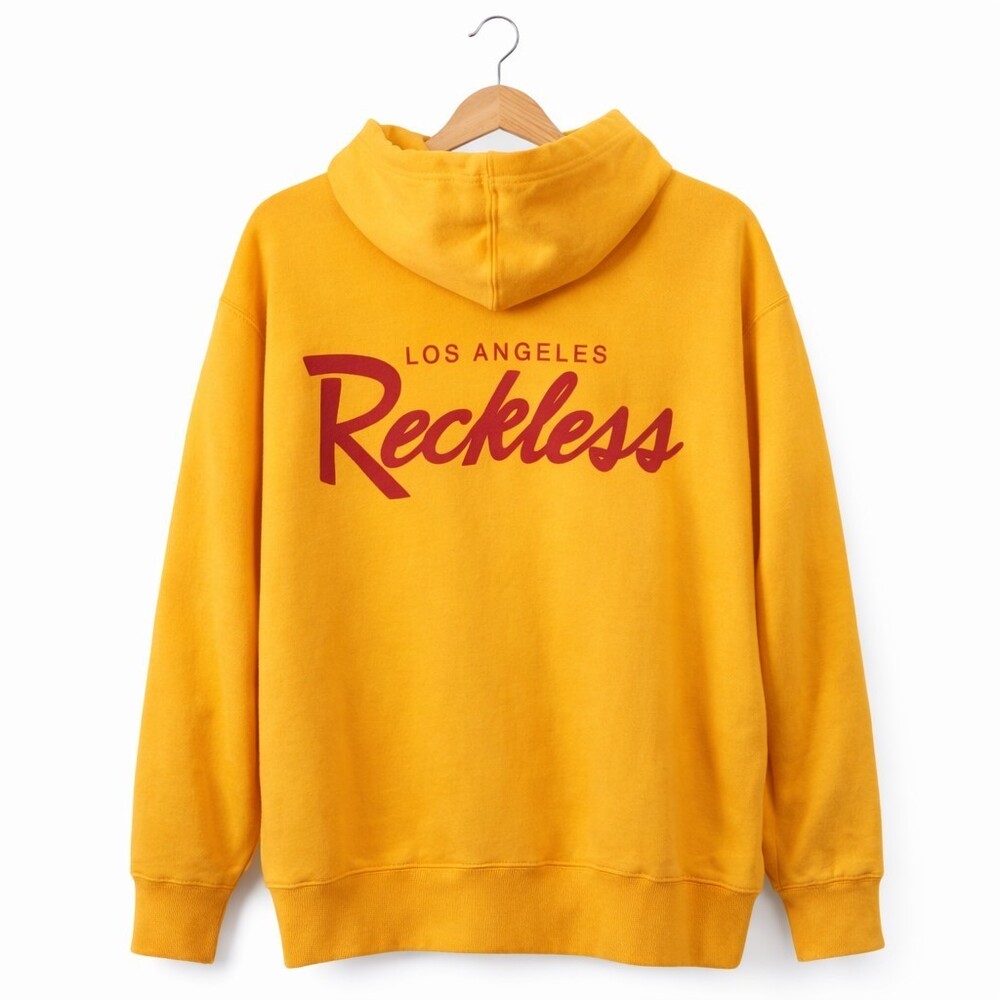 Men's Fleece Hoodie Young and Reckless Graphic Sweatshirt 3XL New Excellent D25‎